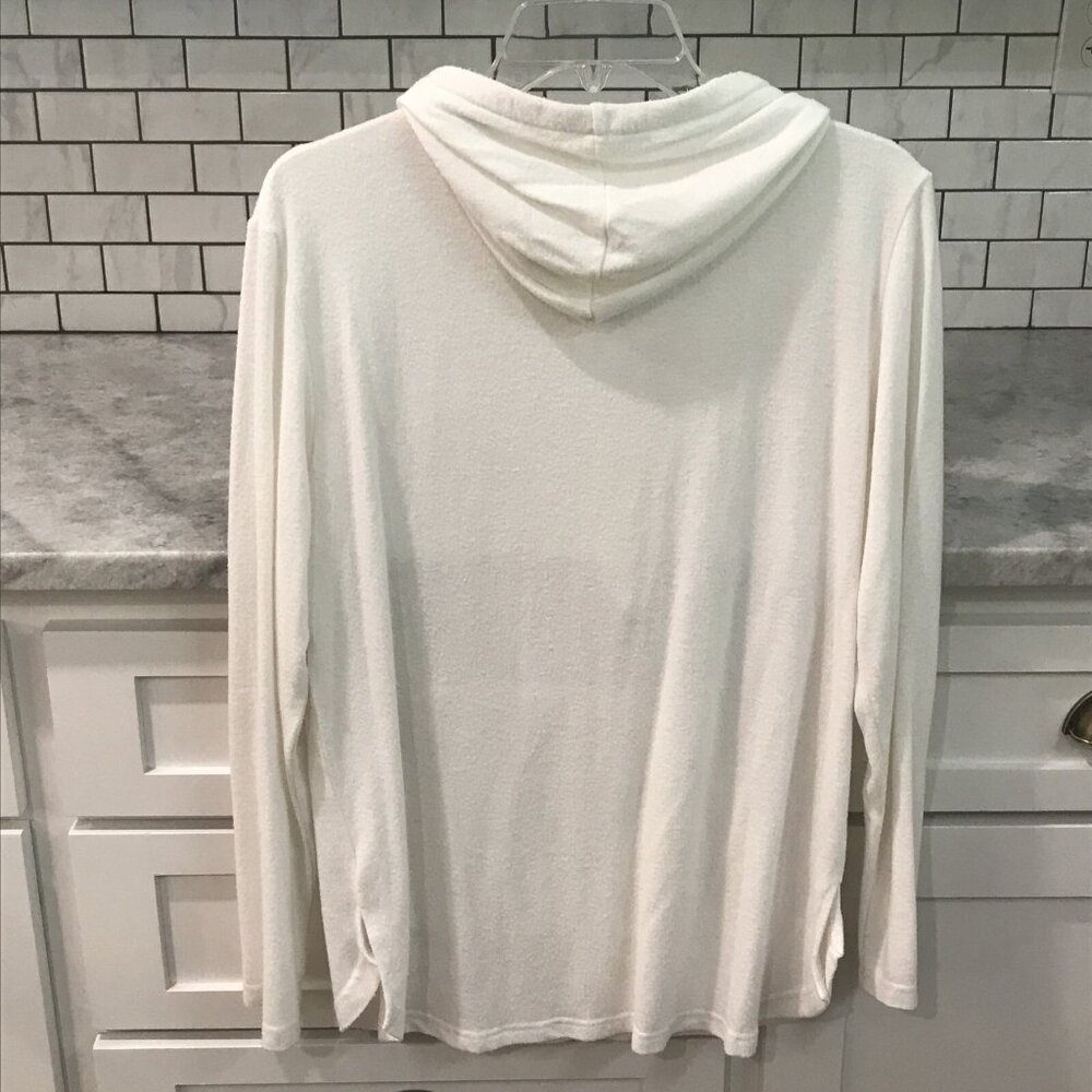 Zyia Hoodie Top Womens XS Off White Ivory Beachy Bohemian Summer Hippie Pullover - Picture 4 of 8